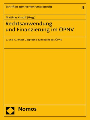 cover image of Rechtsanwendung und Finanzierung im ÖPNV